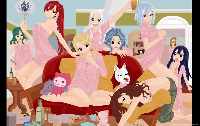 Fairy Tail girls in pajamas