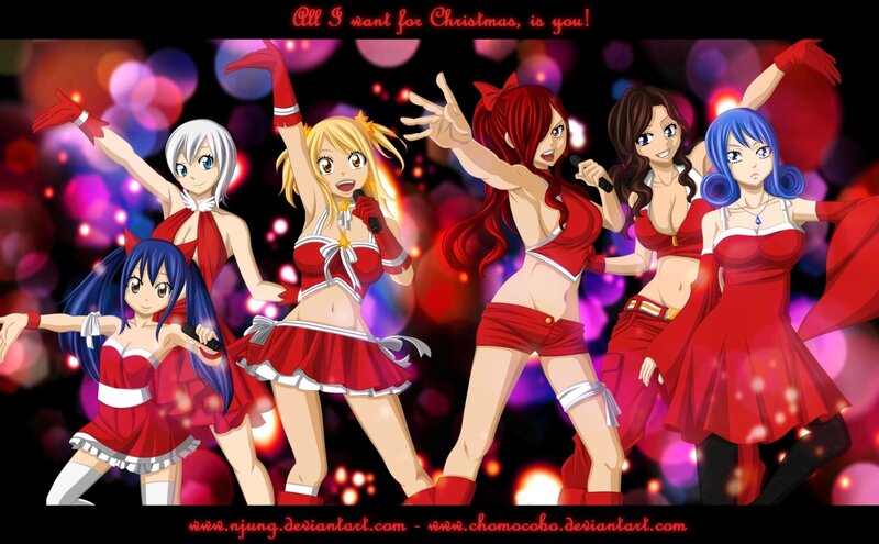 Fairy Tail girls in red outfits