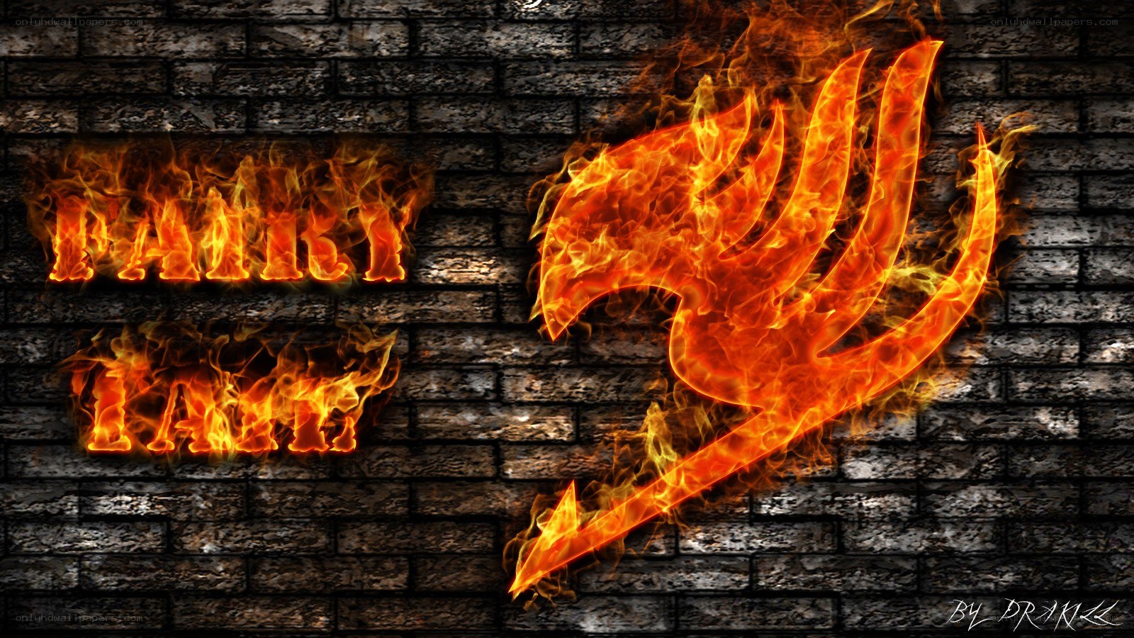Fairy Tail logo on brick wall