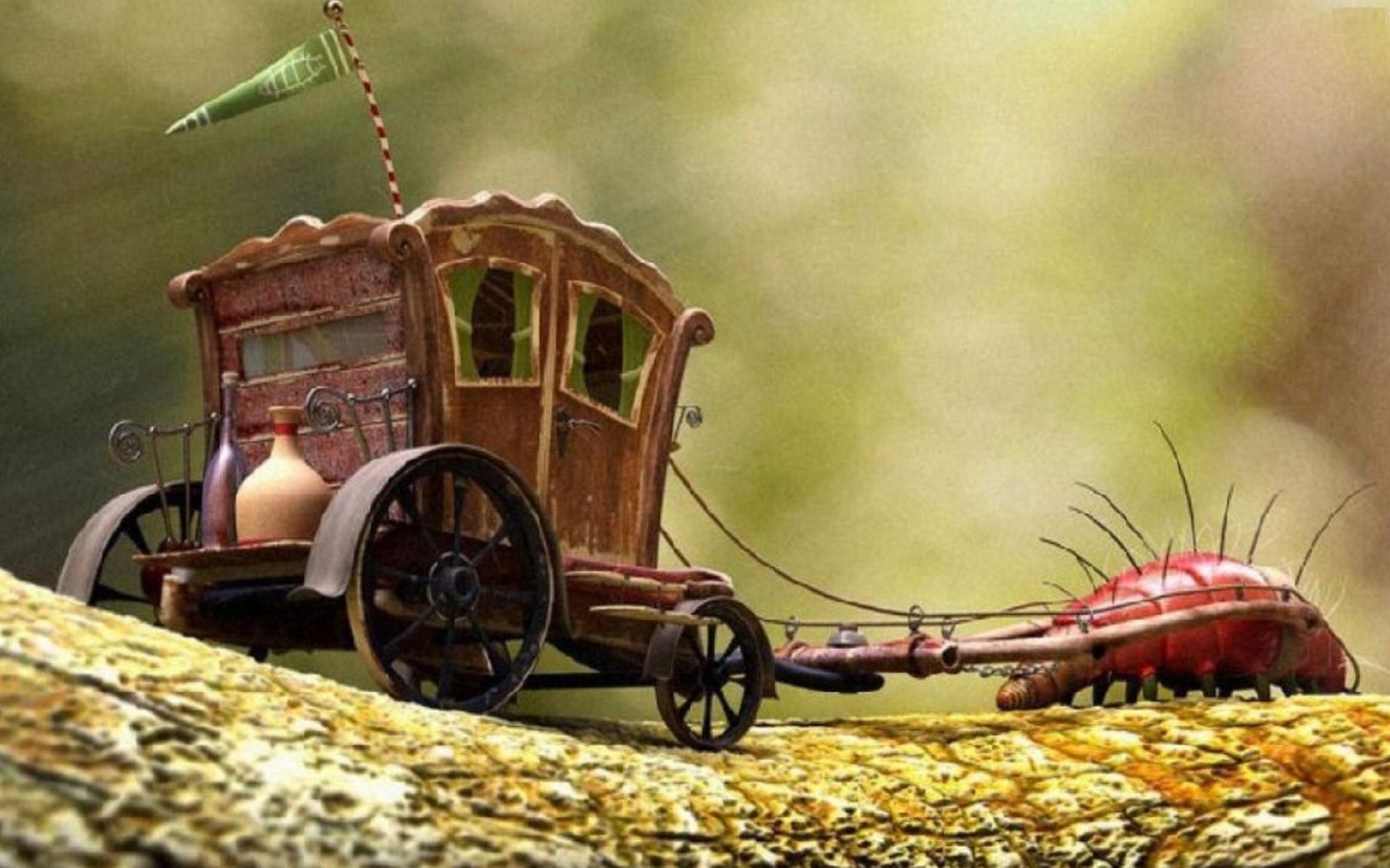 Fairy tale carriage with insect