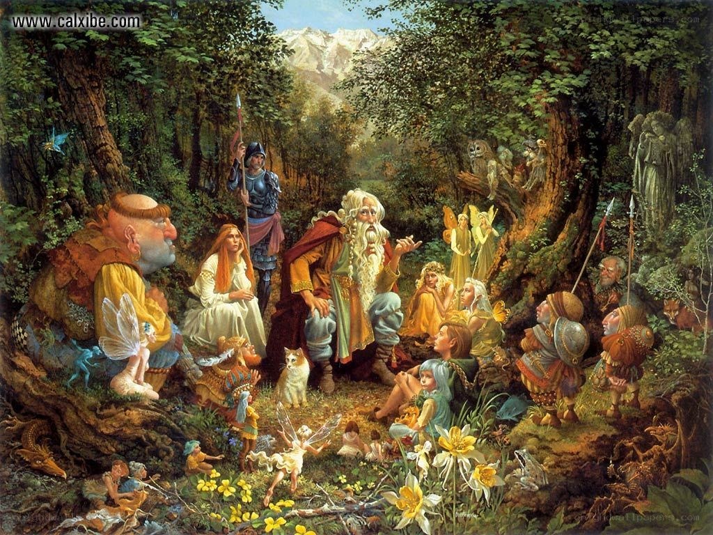 Fairy tale gathering in the forest