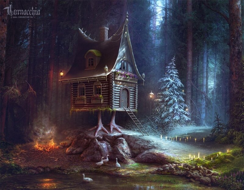 Fairy-tale House in Forest — Green, Mystical