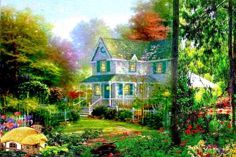 Fairy-tale House in Garden — Green