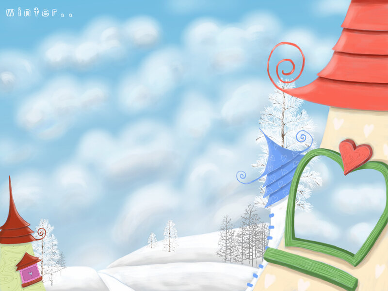 Fairy-tale House in Snow — Blue