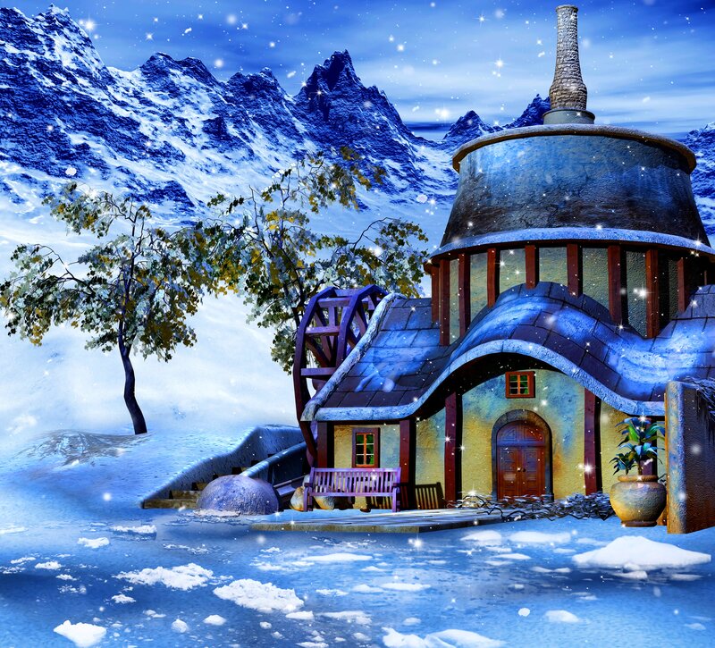 Fairy-tale House in Snow
