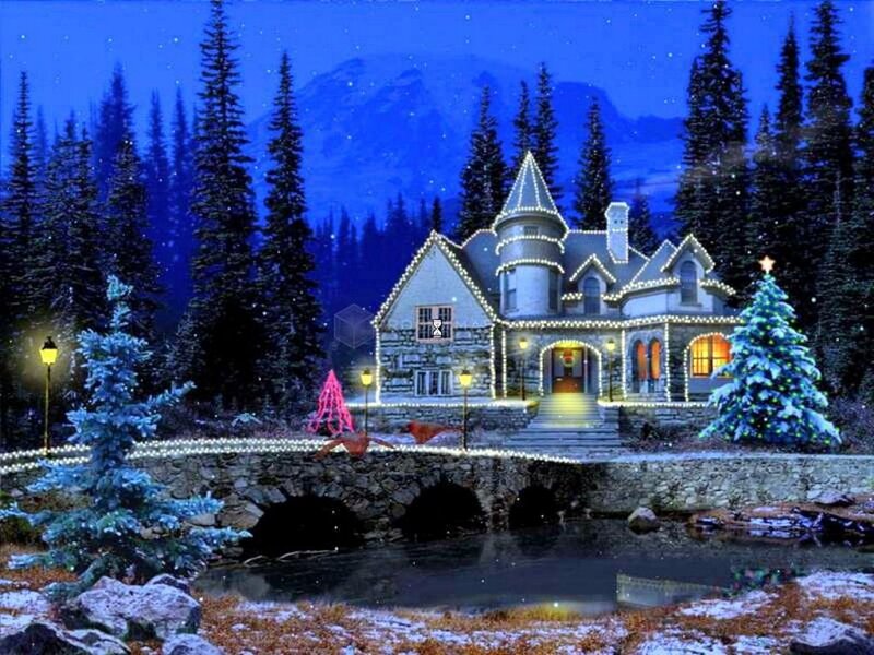 Fairy-tale House in Winter — Blue