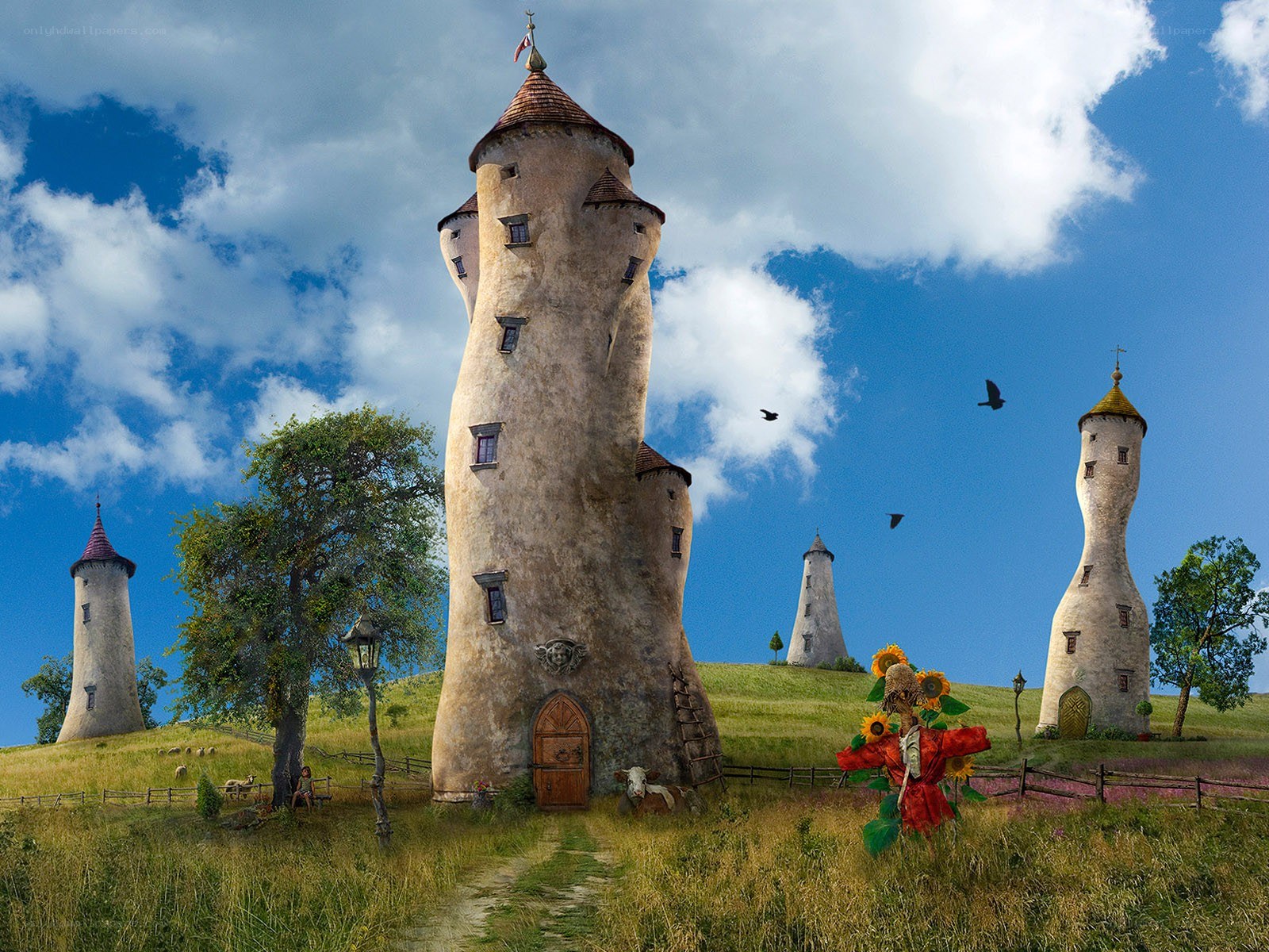 Fairy-tale towers on a hill