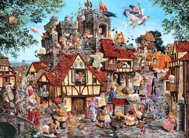 Fairy-tale Village Scene — Brown