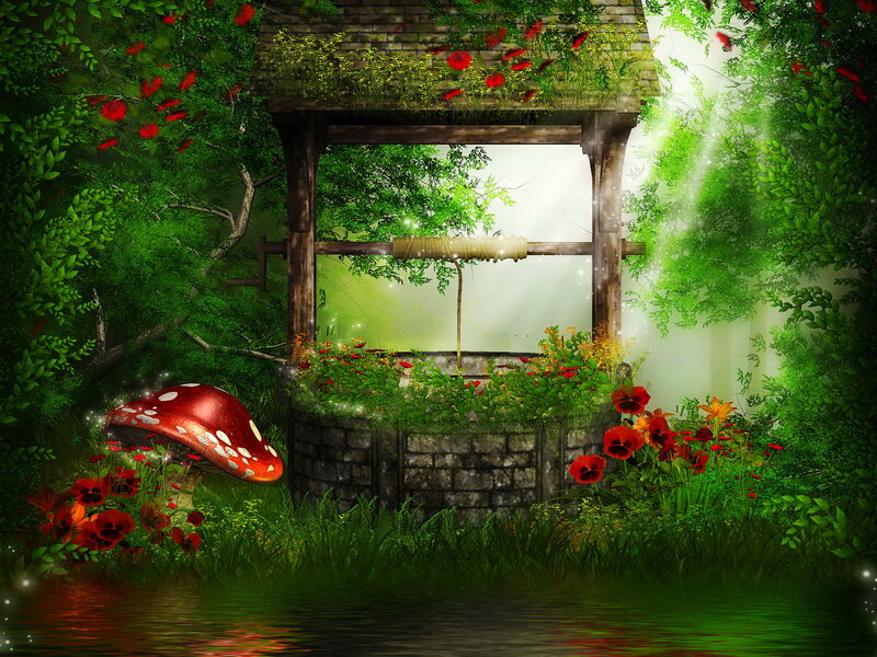 Fairy-tale Well in Forest — Green