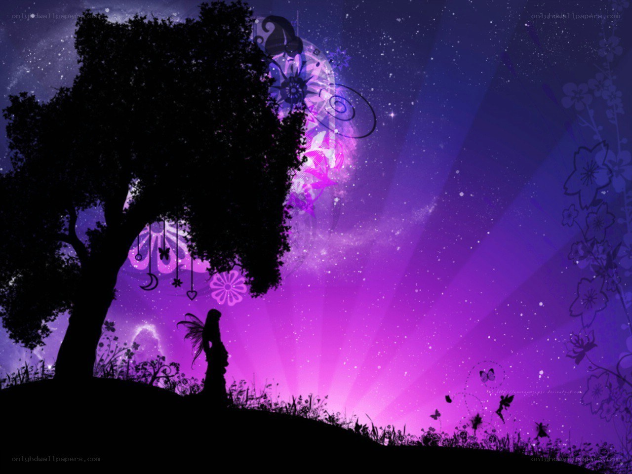 fairy under a purple moon