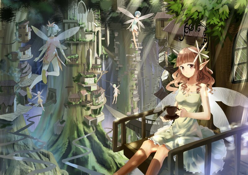 fairy village in a giant tree