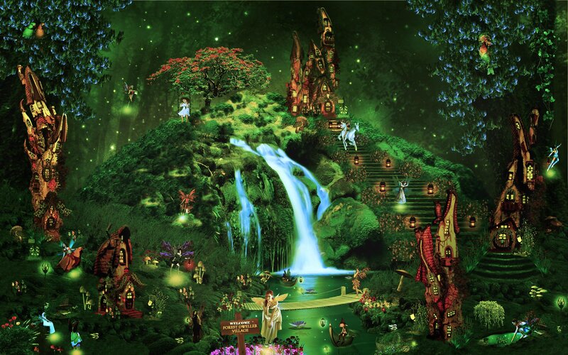 Fairy Village in Forest — Green