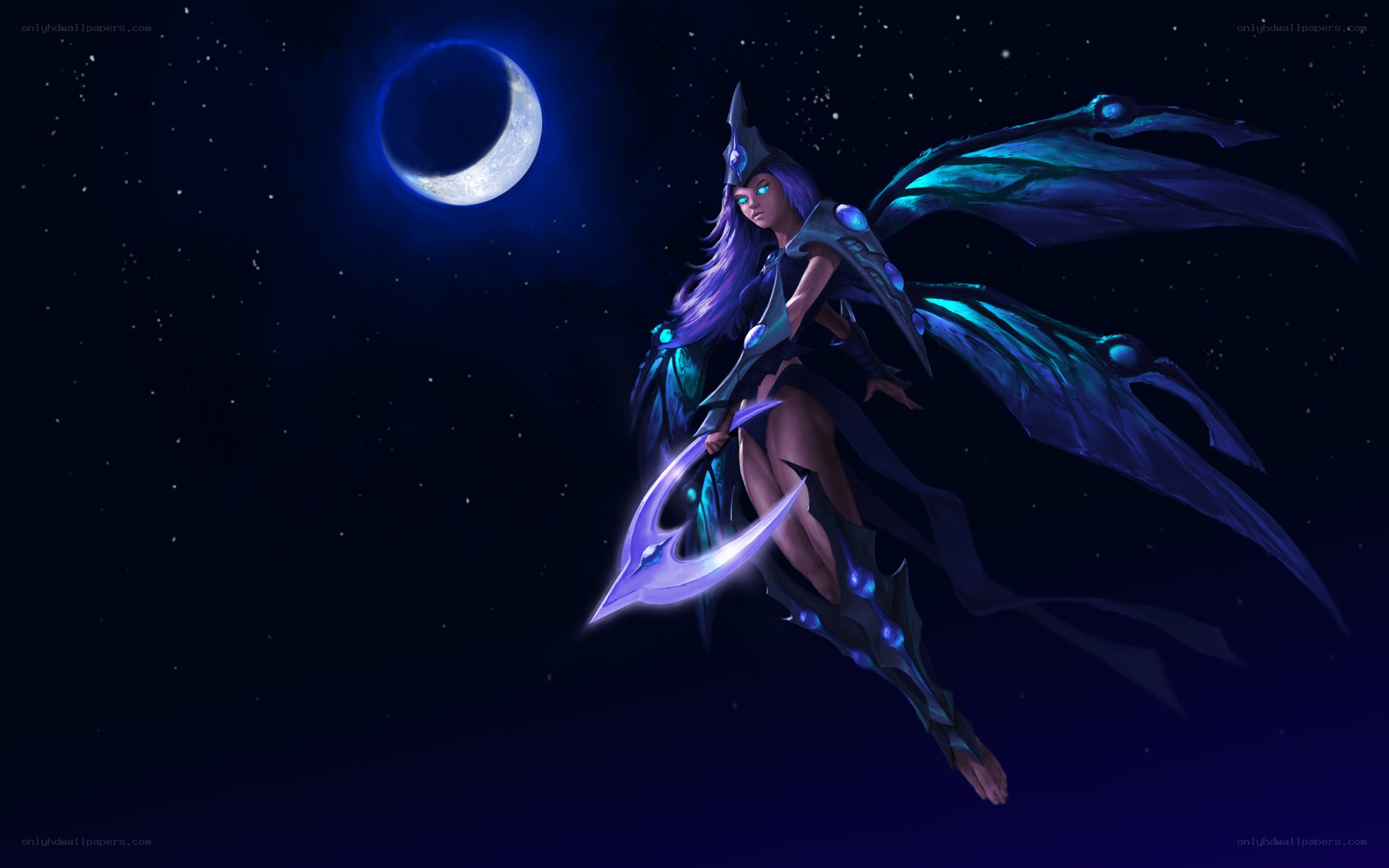 fairy warrior under moonlight