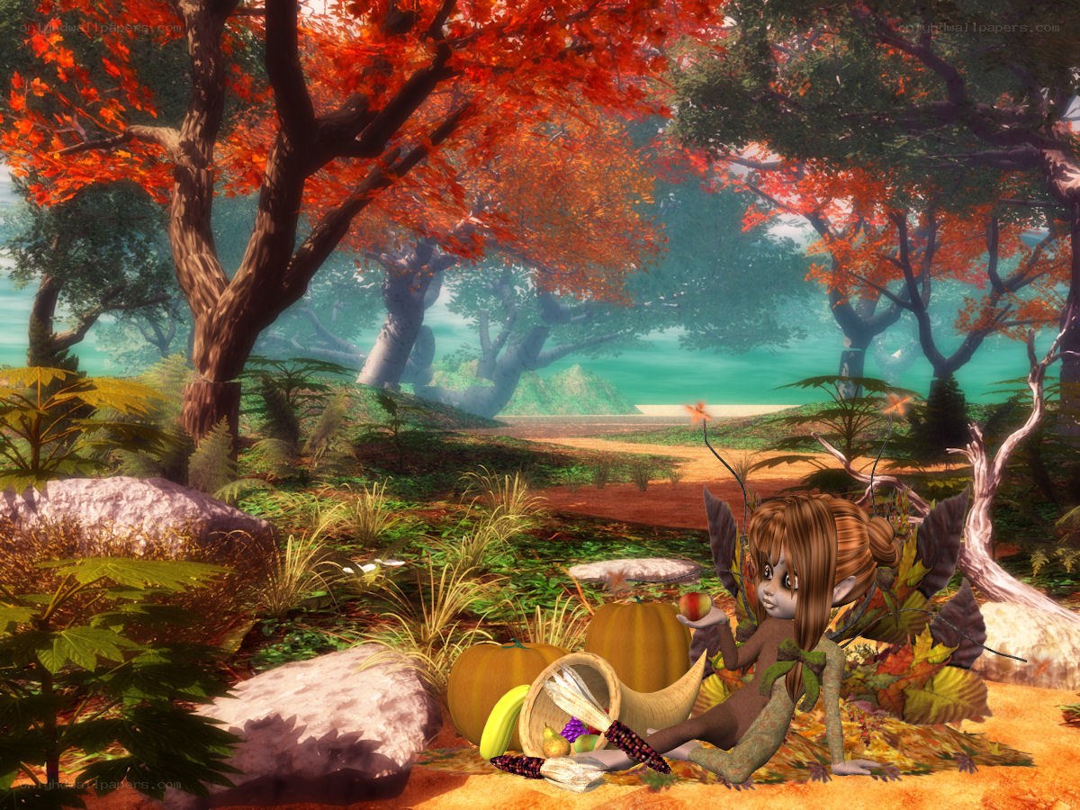 Fairy with autumn harvest