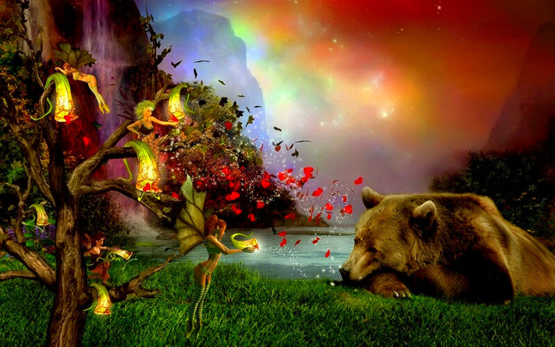 Fairy with Bear — Green