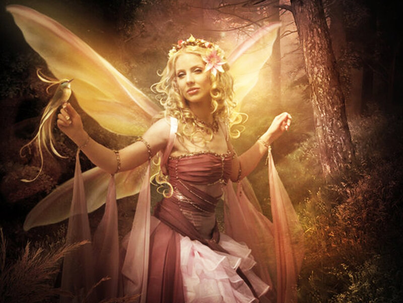 Fairy with Bird — Gold, Dramatic