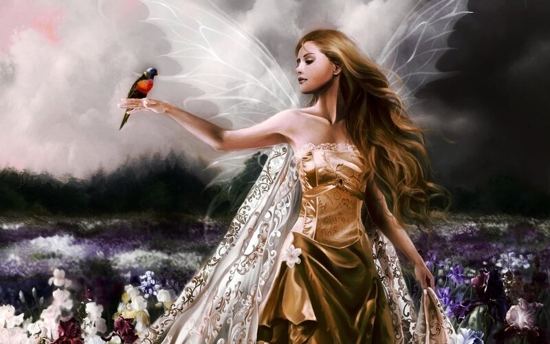 Fairy with Bird — Gold
