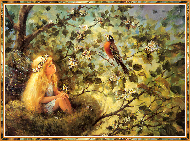 Fairy with Bird — Green