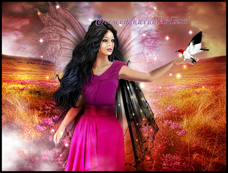 Fairy with Bird — Pink