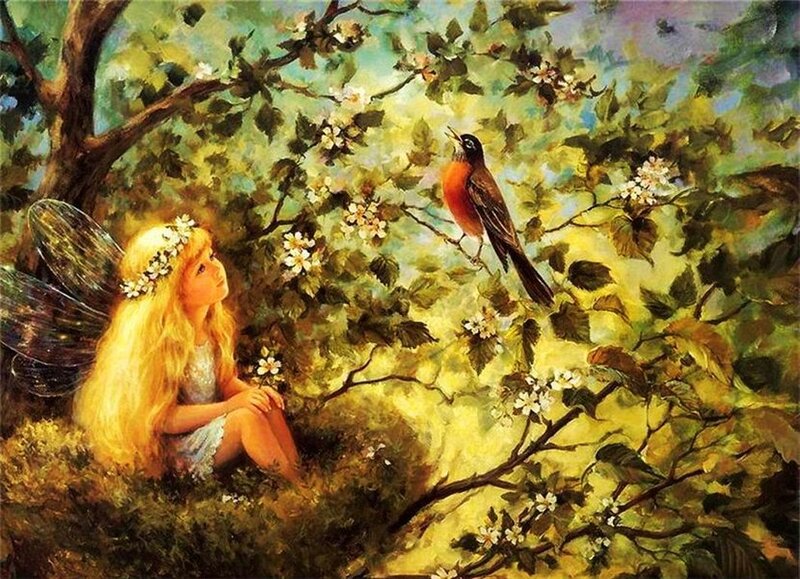 Fairy with Bird — Yellow