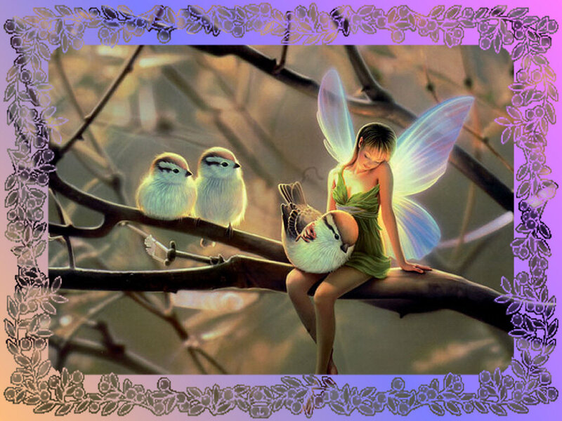 Fairy with Birds — Green