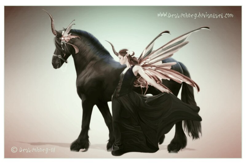 Fairy with Black Horse