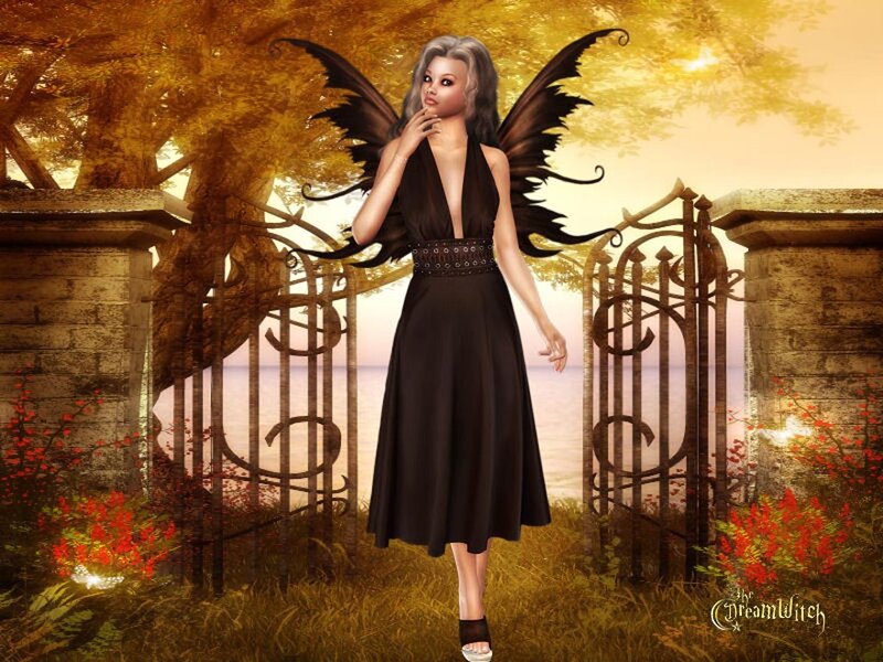 Fairy with Black Wings — Dramatic, Sunset