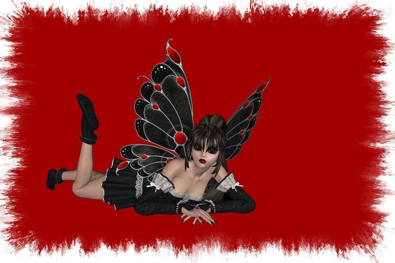 Fairy with Black Wings — Red