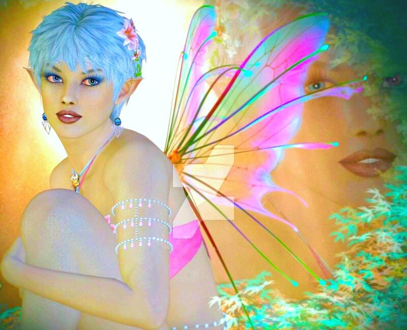 Fairy with Blue Hair — Pink