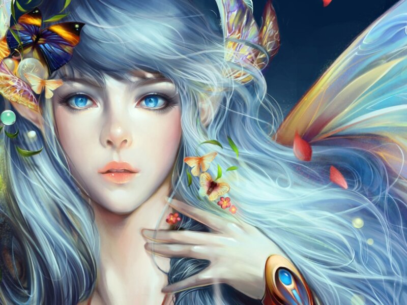 Fairy with Blue Hair — Serene, Night