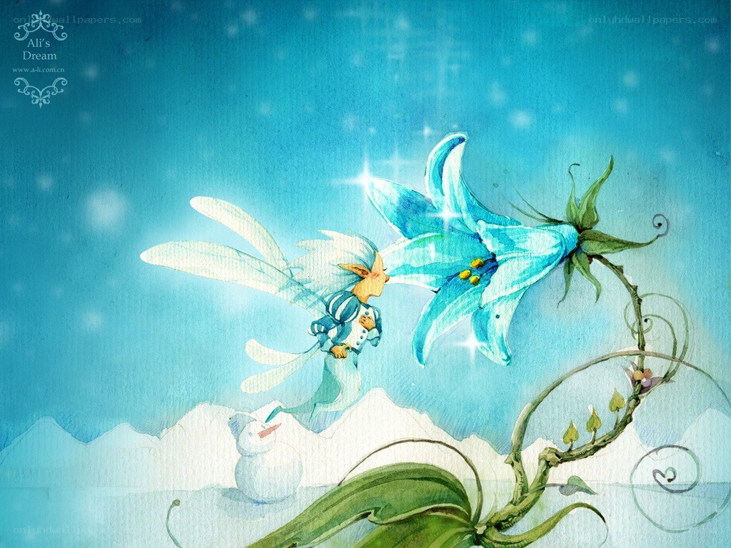 fairy with blue lily