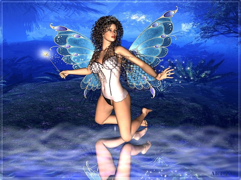 Fairy with Blue Wings — Fantasy, Night