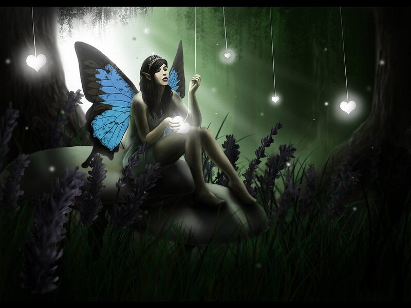 Fairy with Blue Wings — Green, Mystical