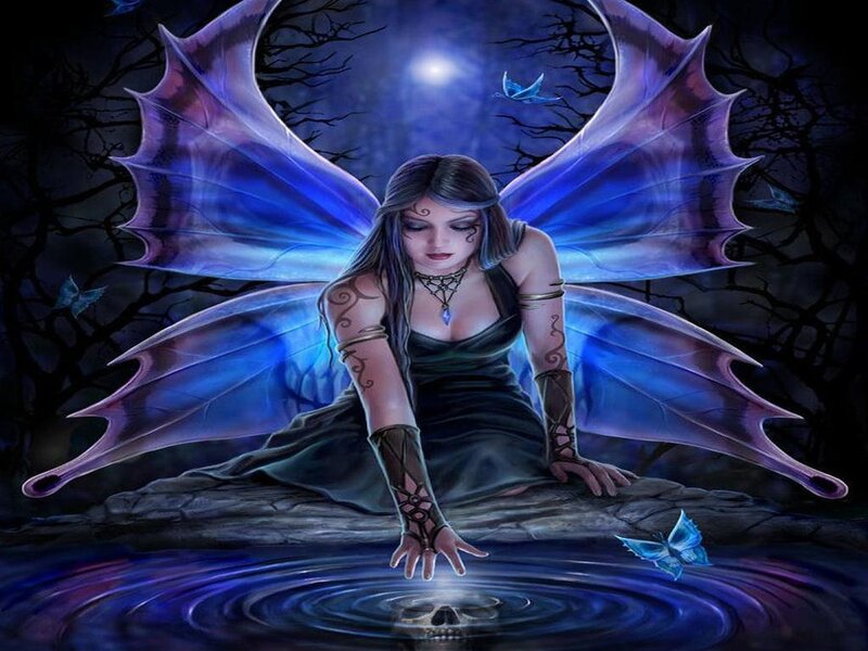 Fairy with Blue Wings — Mysterious, Night