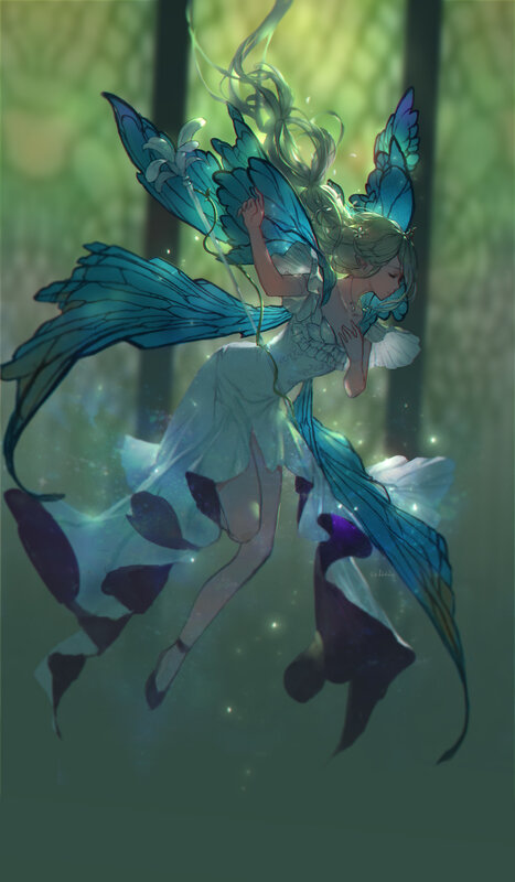 Fairy with Blue Wings — Serene, Afternoon