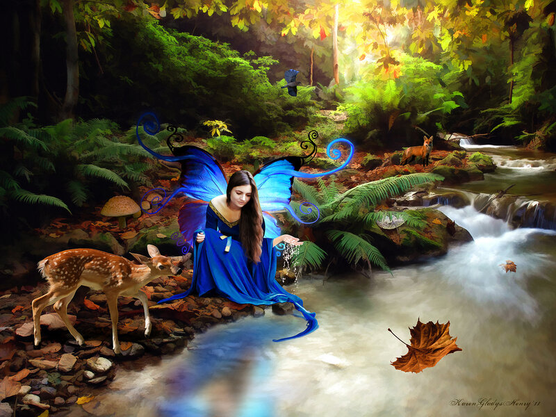 Fairy with Blue Wings — Serene, Autumn