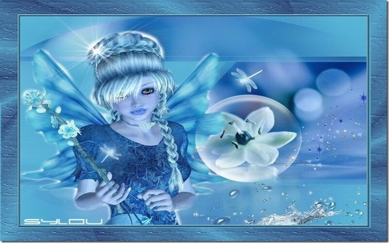 Fairy with Blue Wings — Serene, Digital Art, Dragonfly