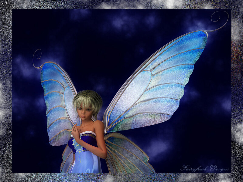 Fairy with Blue Wings — Serene, Night, Digital Art