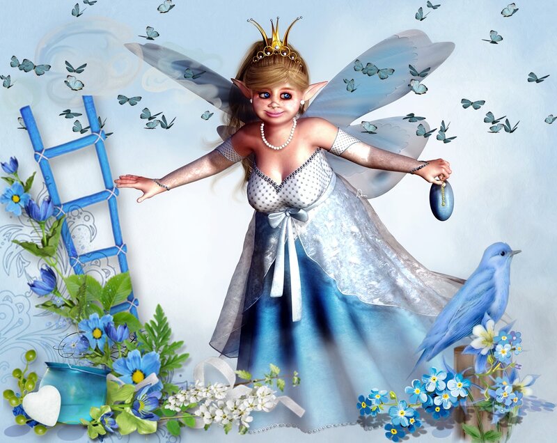 Fairy with Blue Wings — Whimsical