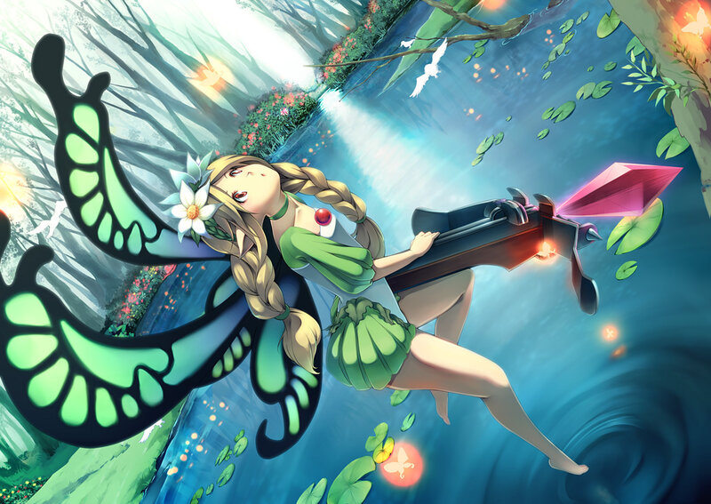 fairy with bow in forest