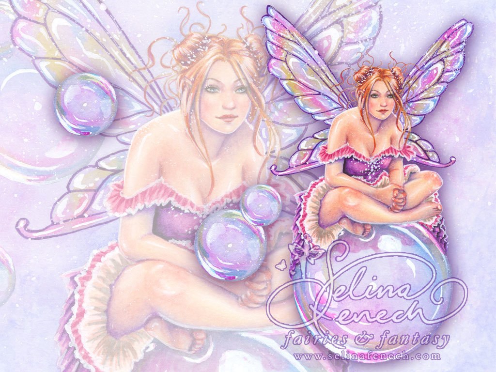 Fairy with bubbles and wings