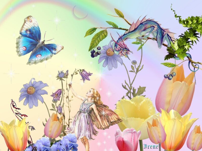 Fairy with Butterfly and Dragon
