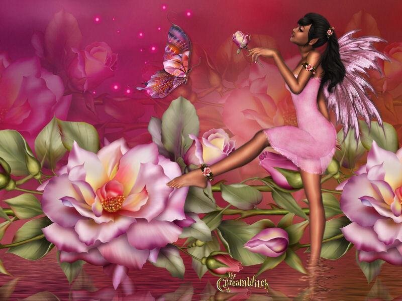 fairy with butterfly and roses
