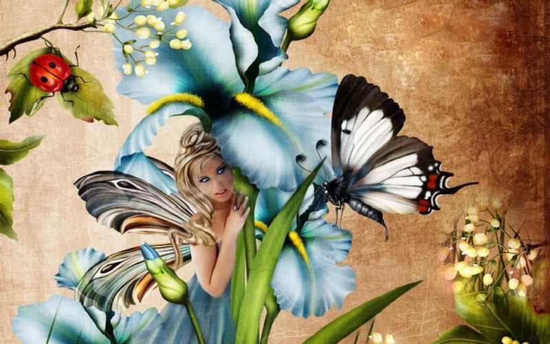 Fairy with Butterfly — Blue