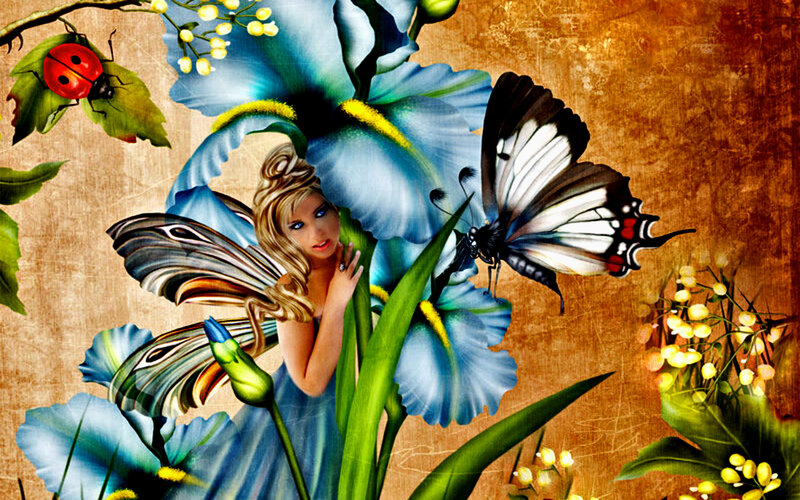 Fairy with Butterfly — Blue, Whimsical