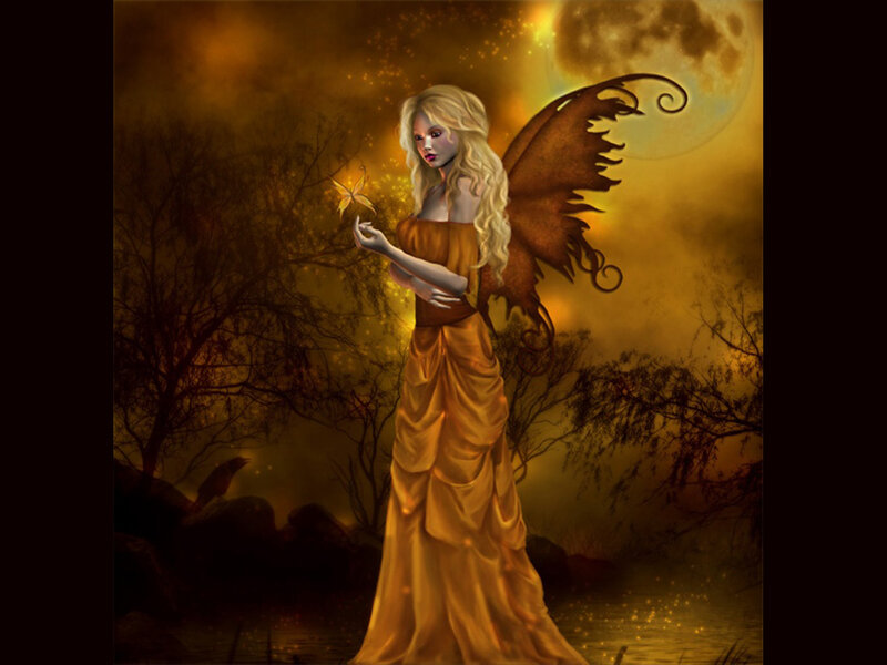 Fairy with Butterfly — Gold, Dramatic