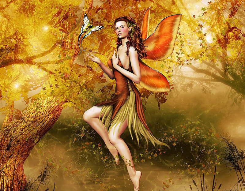 Fairy with Butterfly — Gold, Serene
