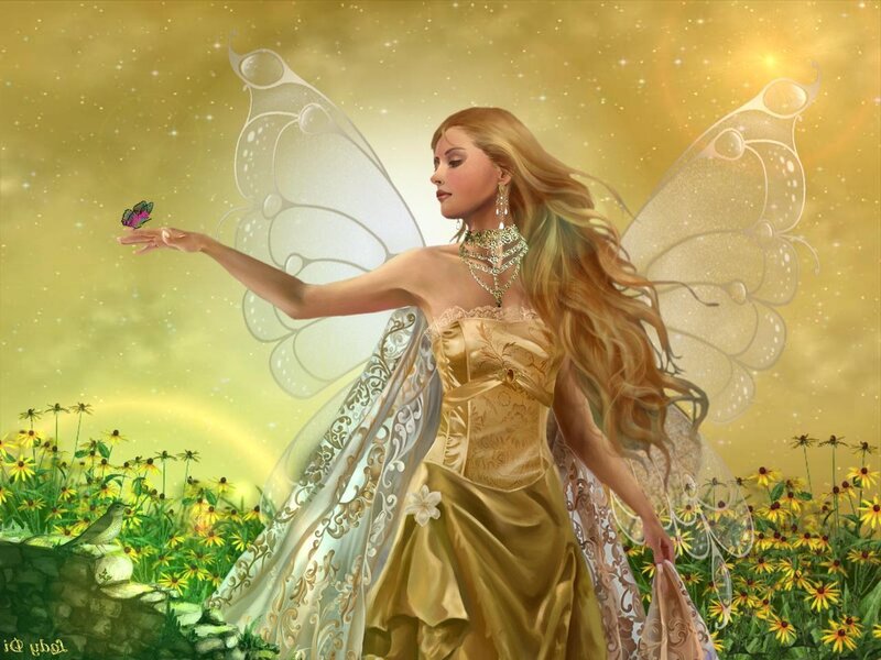 Fairy with Butterfly — Gold