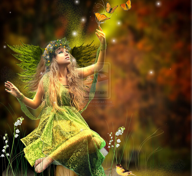 Fairy with Butterfly — Green, Magical