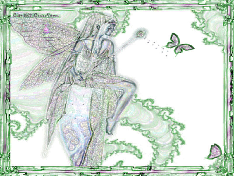 Fairy with Butterfly — Green, Serene, Digital Art